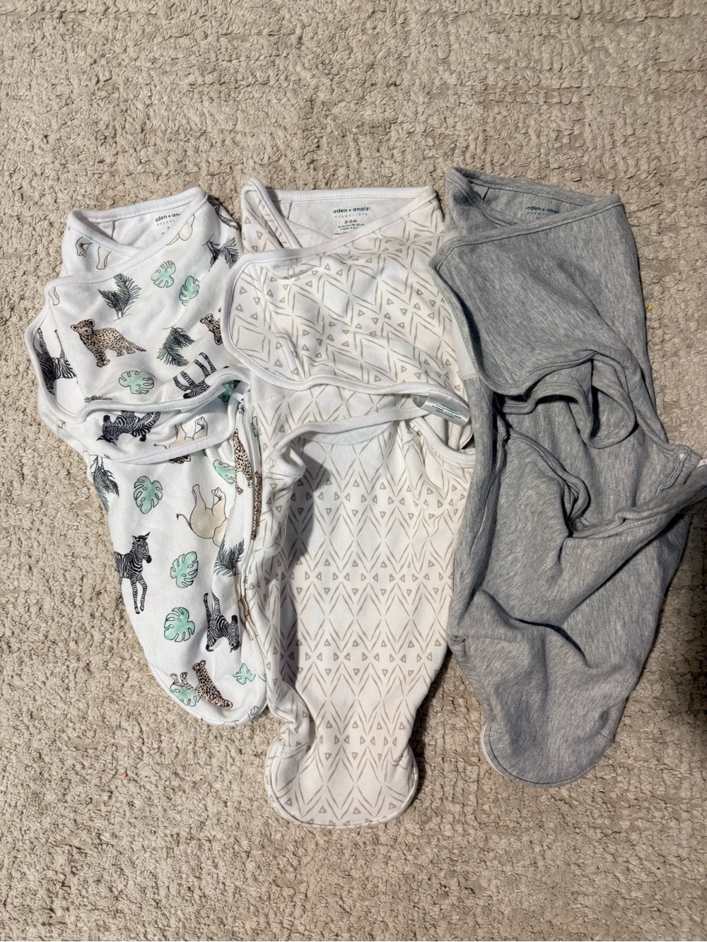 aden + anais Baby Swaddle Set in White, Gray, Mint